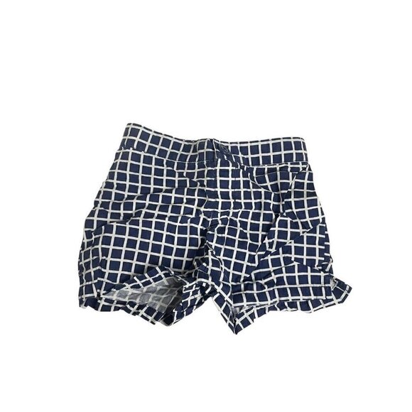 Gymboree Girls Shorts Navy Blue White Check 6 Cotton Stretch Causal Preppy - Picture 1 of 4